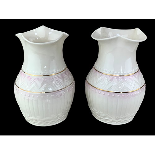 90 - 2 SHAPED BELLEEK VASES 6