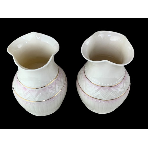 90 - 2 SHAPED BELLEEK VASES 6