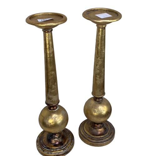 107 - PAIR OF GILT CANDLE STICKS 16