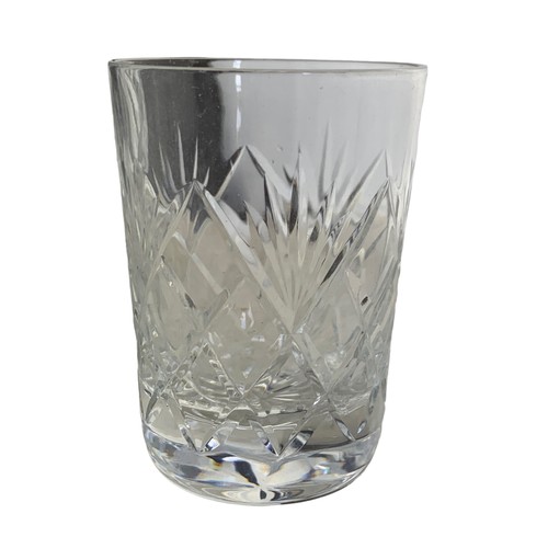 109 - CUT CRYSTAL DECANTER AND 4 WHISKEY TUMBLERS