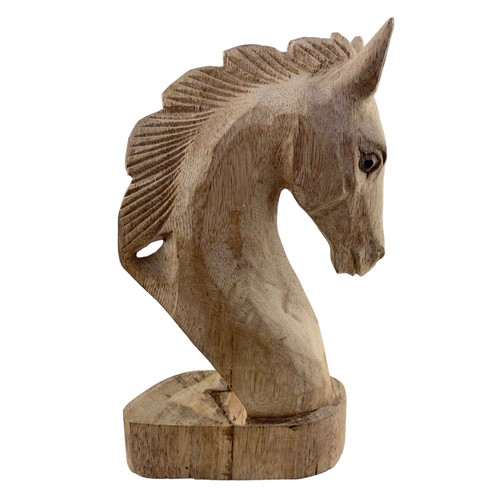 114 - A CARVED WOODEN HORSE HEAD 8