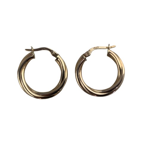 575A - 9ct GOLD TWIST HOOP EARRINGS