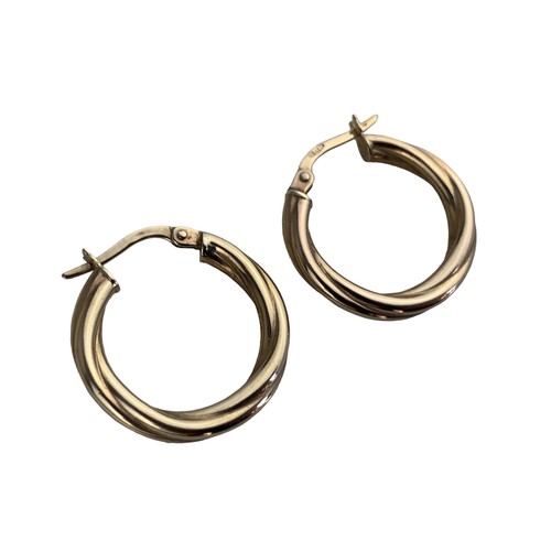 575A - 9ct GOLD TWIST HOOP EARRINGS