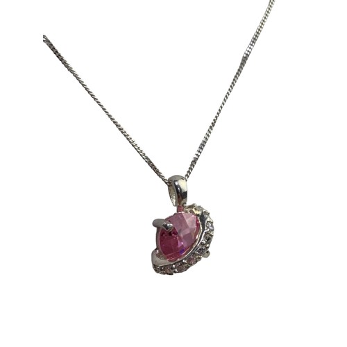 222 - ROSE QUARTZ AND CRYSTAL PENDANT ON SILVER CHAIN