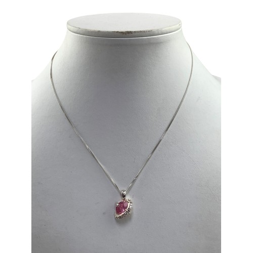 222 - ROSE QUARTZ AND CRYSTAL PENDANT ON SILVER CHAIN