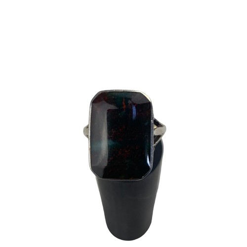 308 - A SILVER DARK MARBLE EFFECT RING