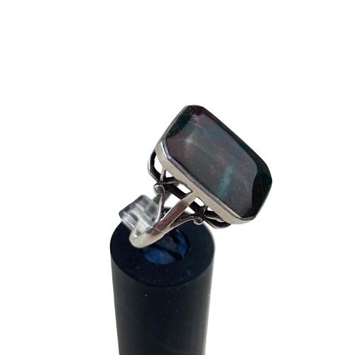 308 - A SILVER DARK MARBLE EFFECT RING