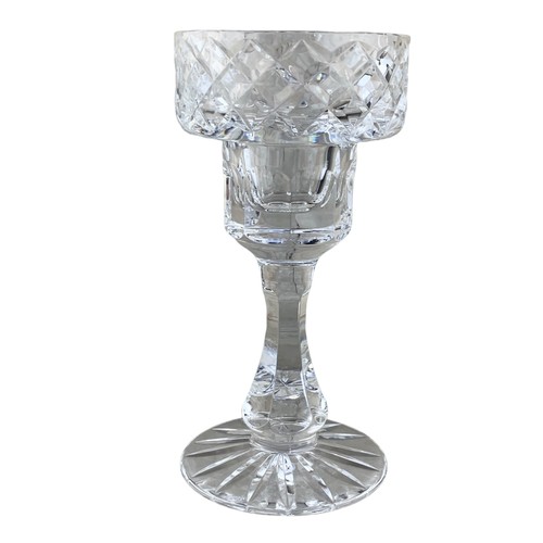 355 - A PAIR OF CUT GLASS CANDLESTICKS