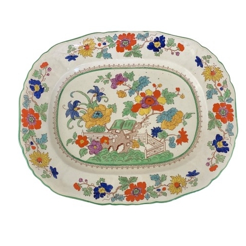 383 - ANTIQUE HAND PAINTED MASONS PLATTER