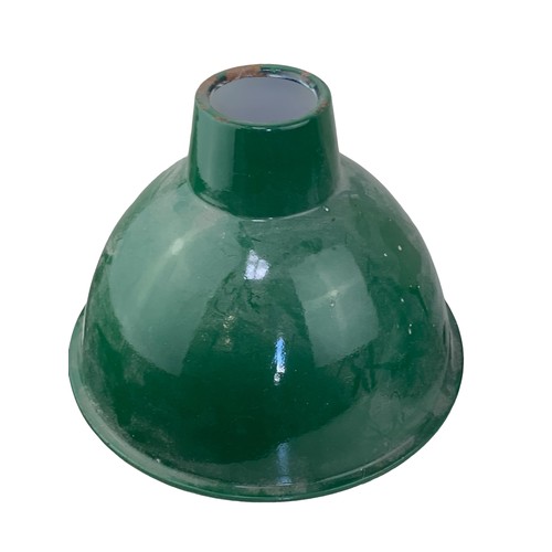 405 - 2 GREEN ENAMEL INDUSTRIAL LIGHT SHADES