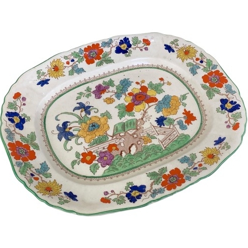 383 - ANTIQUE HAND PAINTED MASONS PLATTER