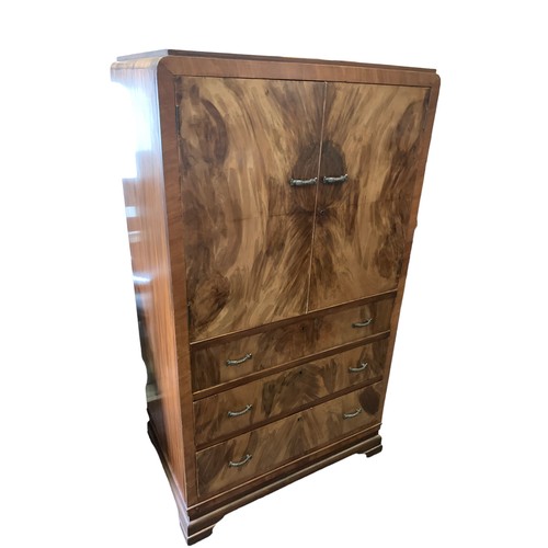 399 - ART DECO WALNUT DRINKS CABINET