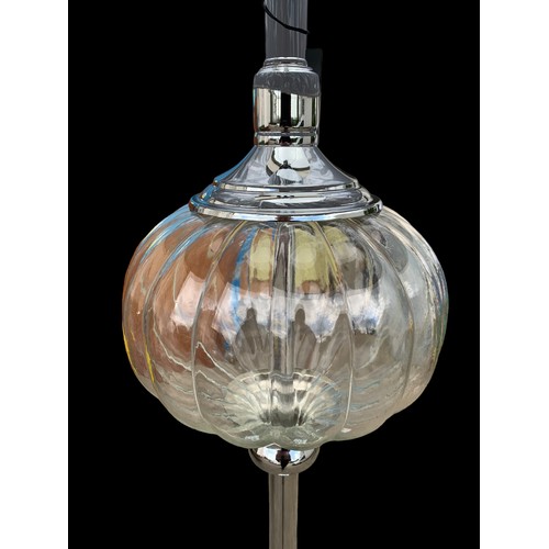 414 - NEW CHROME AND GLASS STANDARD LAMP WITH NEW SHADE