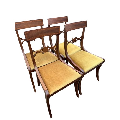 52 - SET OF 4 INLAID BAR BACK CHAIRS