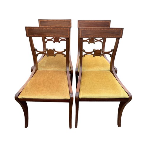 52 - SET OF 4 INLAID BAR BACK CHAIRS