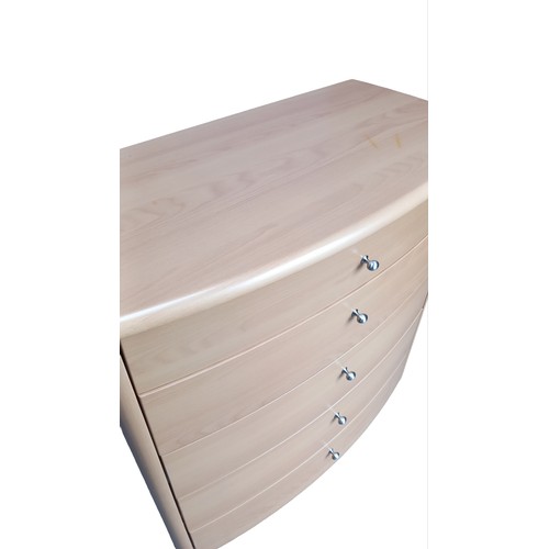 84 - SHAPED BEECH 4 DRAWER CHEST