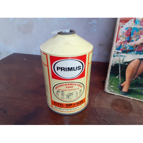 101 - RETRO PRIMUS 2222 CAMPING STOVE IN ORIGINAL BOX COMPLETE WITH EXTRA BOTTLE