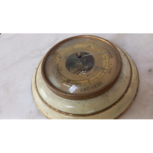 138 - VINTAGE TIN PLATE BAROMETER