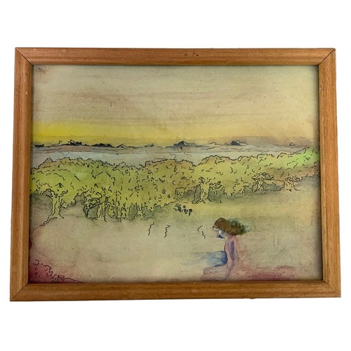 147 - A SMALL FRAMED WATERCOLOUR SIGNED ON BACK ALSION TWEED