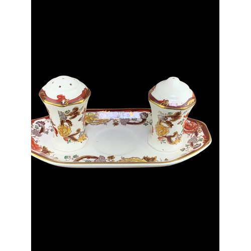 152 - MASONS BROWN VELVET CONDIMENT SET (MISSING MUSTARD)