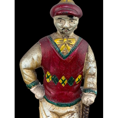 154 - A CAST METAL GOLFER DOOR STOP