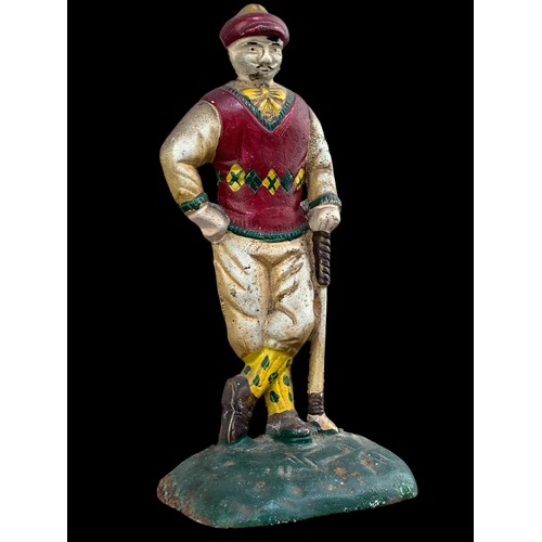 154 - A CAST METAL GOLFER DOOR STOP