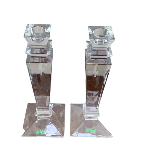 159 - A PAIR OF GALWAY CRYSTAL CANDLE STICKS