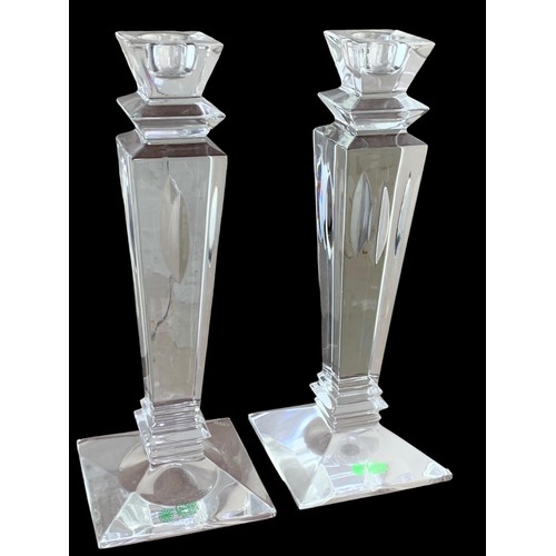 159 - A PAIR OF GALWAY CRYSTAL CANDLE STICKS