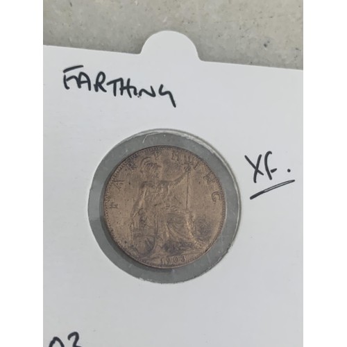 211 - A 1903 AND A GEORGE IV 1825 FARTHINGS