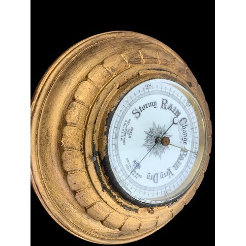 260 - AN ANTIQUE OAK WALL BAROMETER