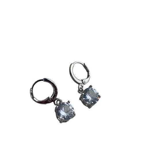 271 - LARGE SILVER SOLITAIRE EARRINGS