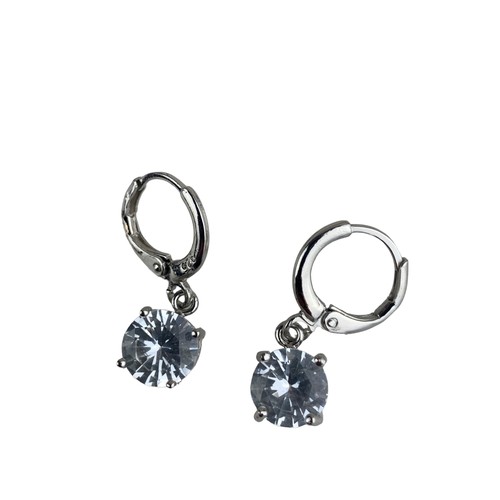 271 - LARGE SILVER SOLITAIRE EARRINGS