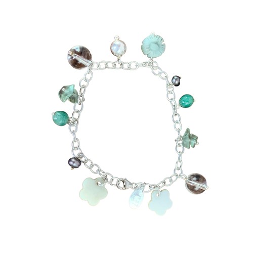 287 - A SILVER NATURAL STONE CHARM STYLE BRACELET FROM NEXT