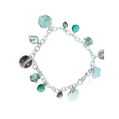 287 - A SILVER NATURAL STONE CHARM STYLE BRACELET FROM NEXT