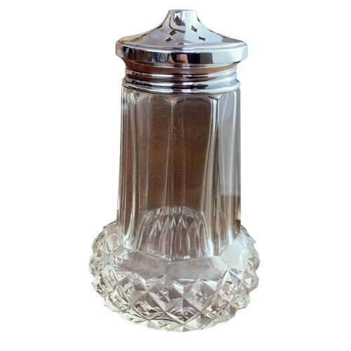 294 - BIRMINGHAM SILVER LIDDED ANTIQUE CUT GLASS SHIFTER