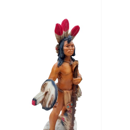 335 - A CASTAGNA ALIBASTER FIGURE WILD WEST CHIEF FOUR PAWS