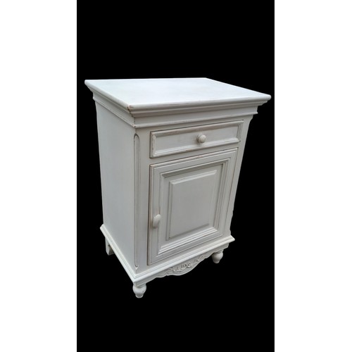 361 - PAIR OF WHITE BEDSIDE LOCKERS