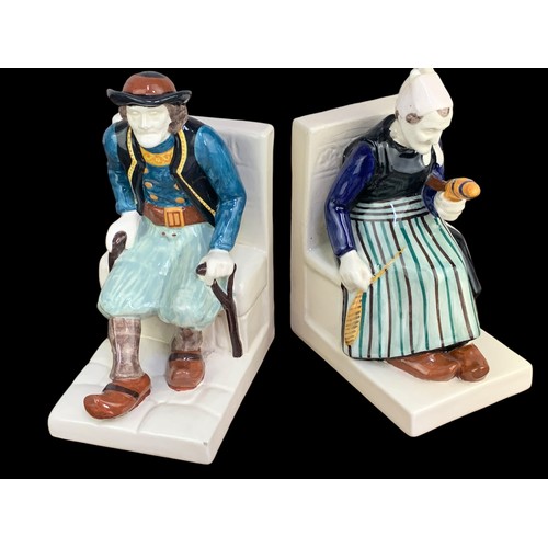 375 - A PAIR OF EARLY BOOKEND GLAZED PORCELAIN (FRENCH MADE)