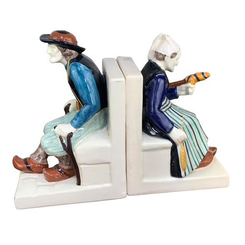 375 - A PAIR OF EARLY BOOKEND GLAZED PORCELAIN (FRENCH MADE)