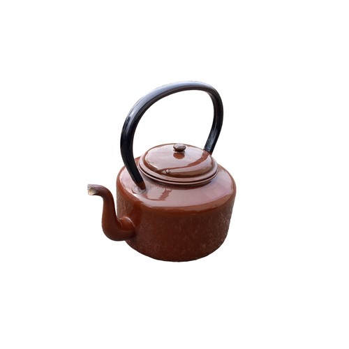 376 - BROWN ENAMEL KETTLE