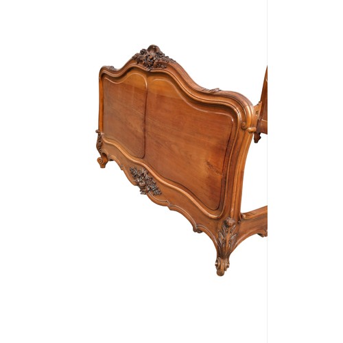 342 - SOLID WALNUT DOUBLE HEAVILY CARVED FRENCH BED