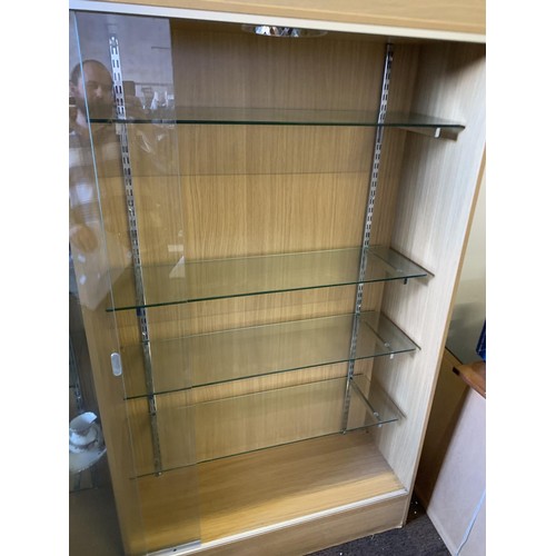 758 - A LARGE DOUBLE DOOR DISPLAY CABINET 85X78.5