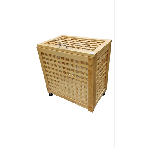 4 - A RATTAN LAUNDRY BASKET 22 X 14 X 24