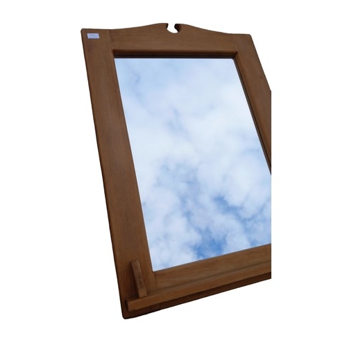 15 - LARGE PINE MIRROR AND FLORAL POT