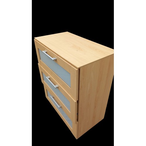 42 - A BEECH 3 DRAWER CHEST  29.5X16.5X36