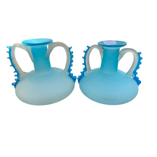 96 - UNUSAL PAIR OF BLUE VASES