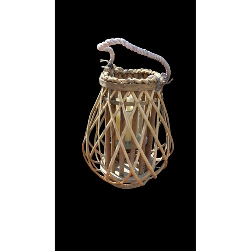 99 - A WICKER AND GLASS CANDLE LANTERN (NEW) 1