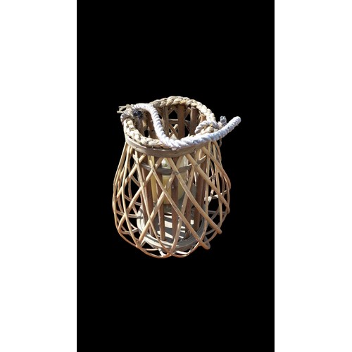 99 - A WICKER AND GLASS CANDLE LANTERN (NEW) 1