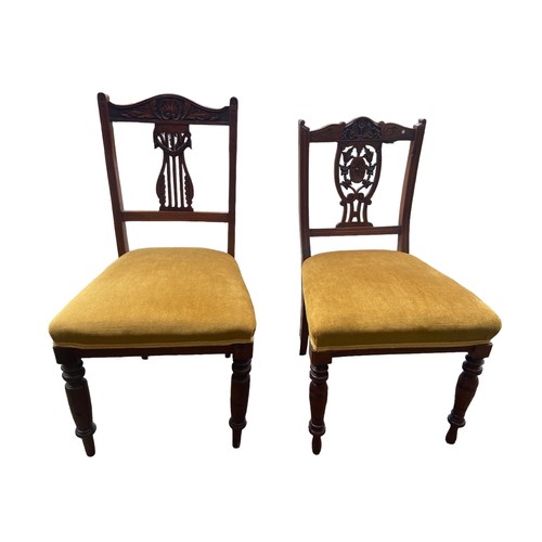 112 - A LOT OF 2 VERY NICE CARVED BACK EDWARDIAN CENTRE CHAIRS