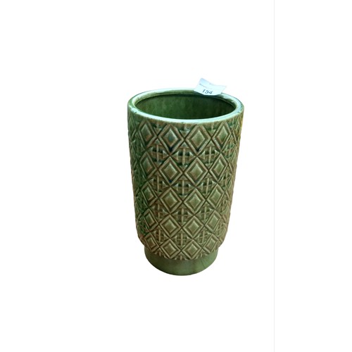 154 - 2 NEW GREEN GLAZED POTTERY VASE IN RETRO STYLE